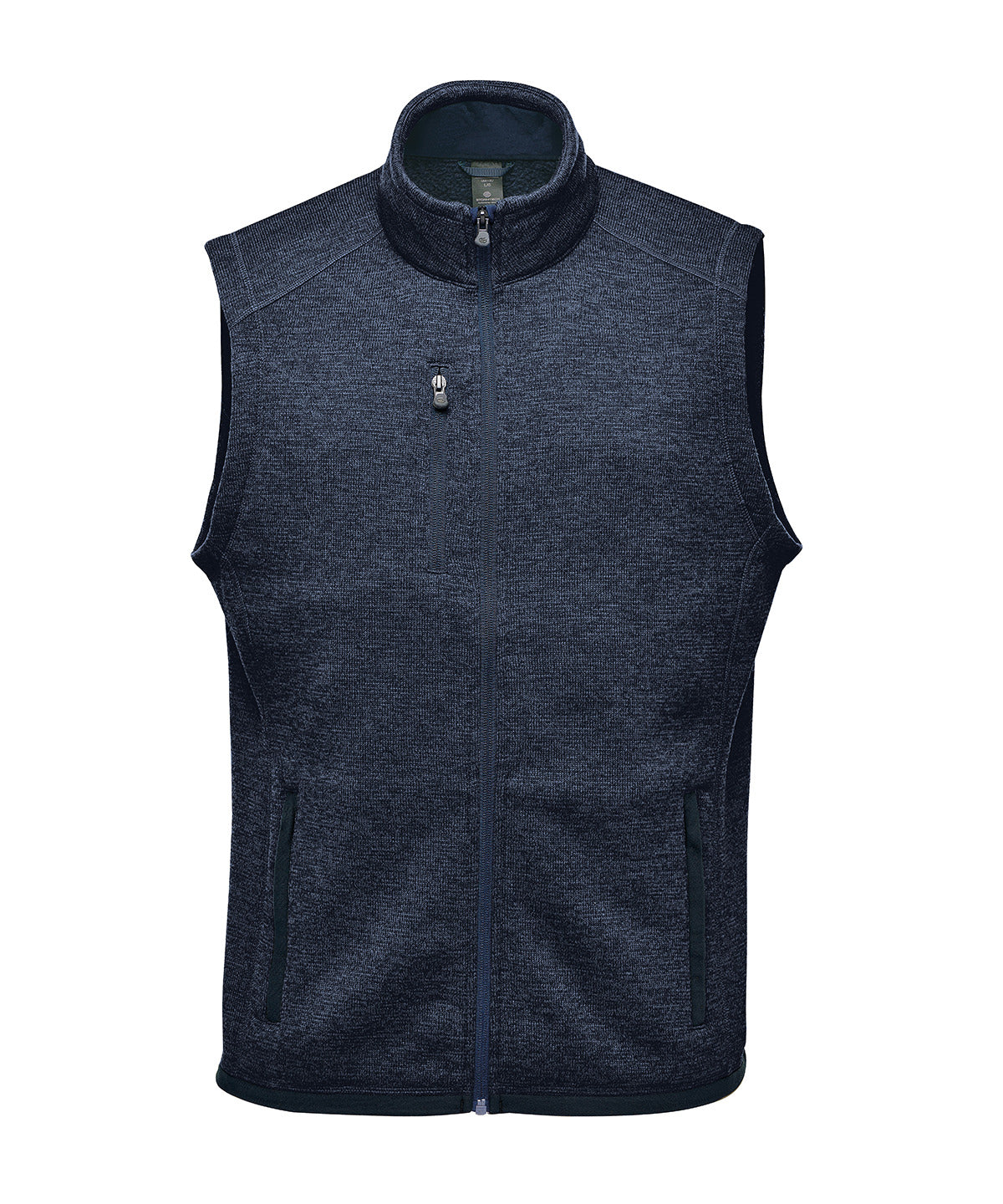 Stormtech Avalante fleece vest in Navy Heather, front view