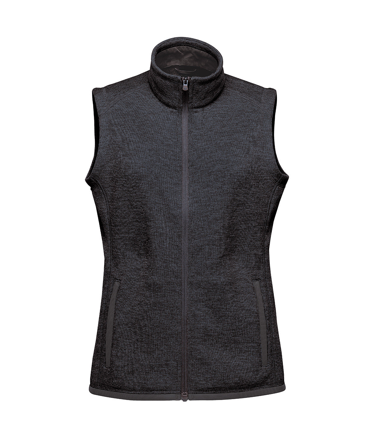 Stormtech Women’s Avalante fleece vest in Black Heather, front view