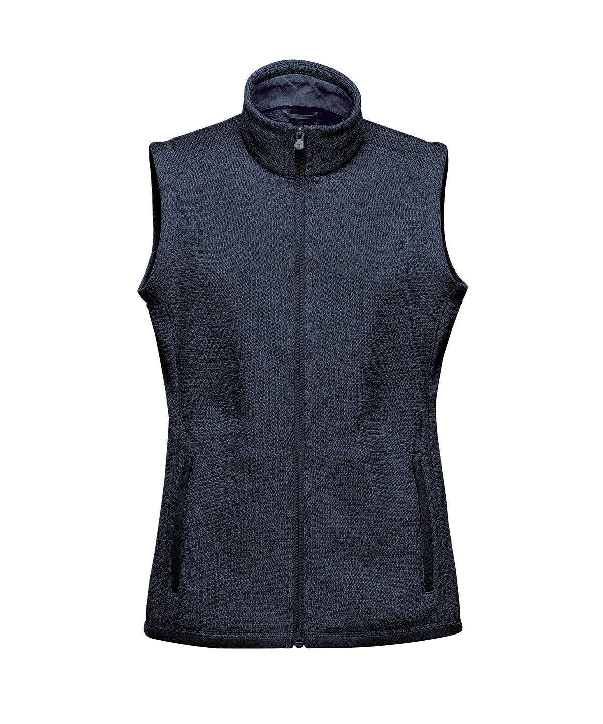 Stormtech Women’s Avalante fleece vest in Navy Heather, front view