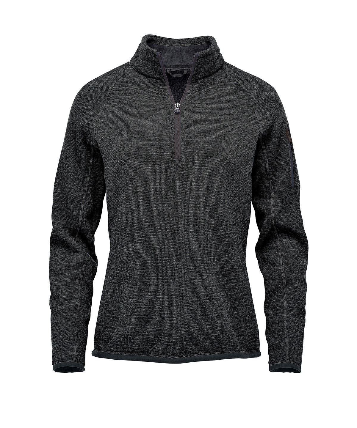 Stormtech Women’s Avalante ¼-zip fleece in Black Heather, front view