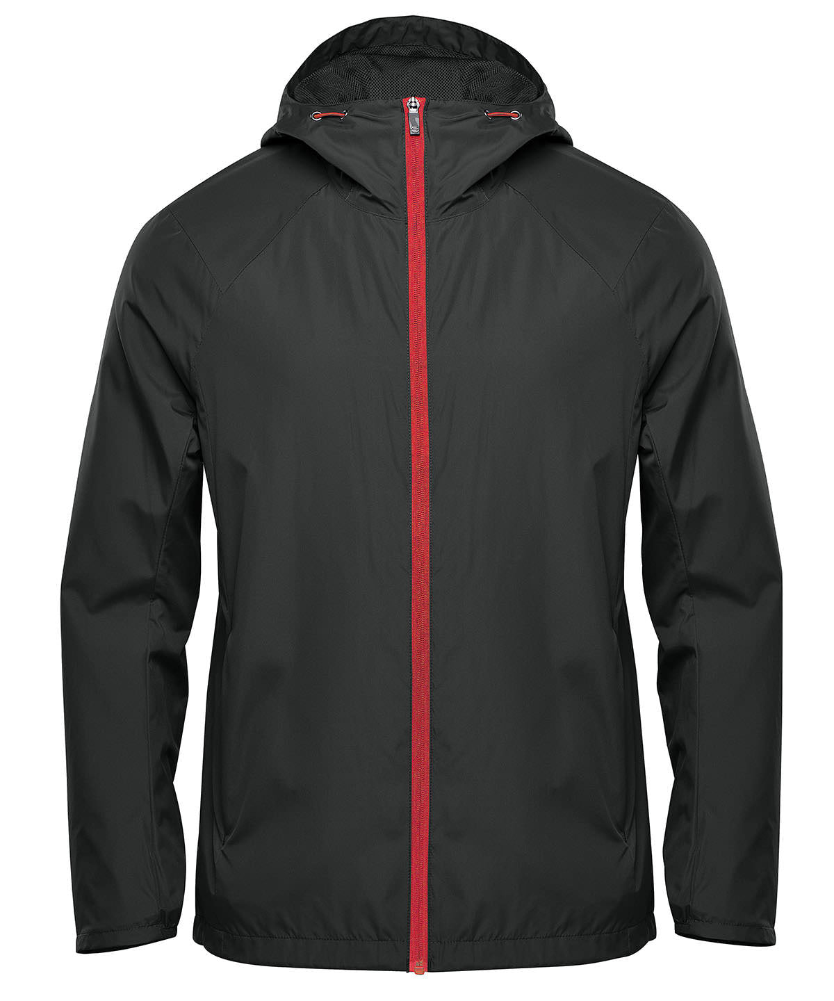 Stormtech Pacifica lightweight jacket in Black/Red, front view