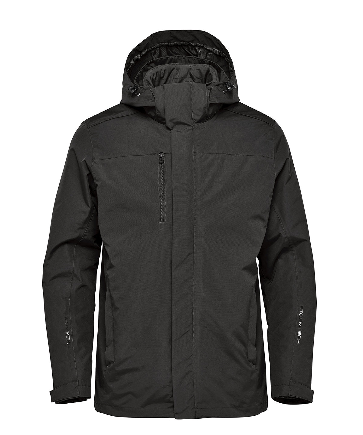 Stormtech Magellan system jacket in Black, front view