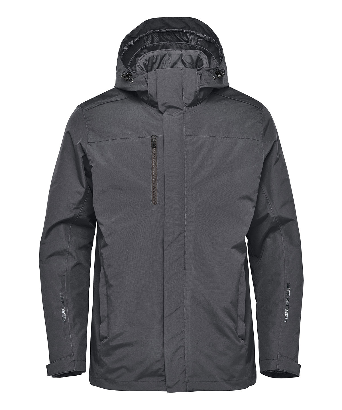 Stormtech Magellan system jacket in Graphite, front view