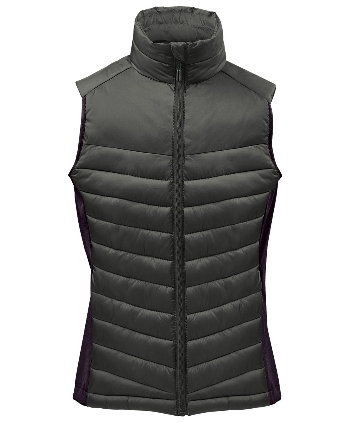Stormtech Women’s Montserrat thermal vest in Granite/Black, front view