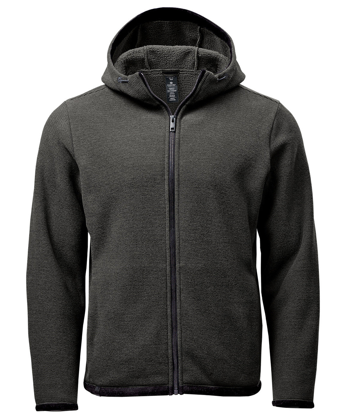 Stormtech Medusa fleece hoodie in Charcoal Stripe, front view