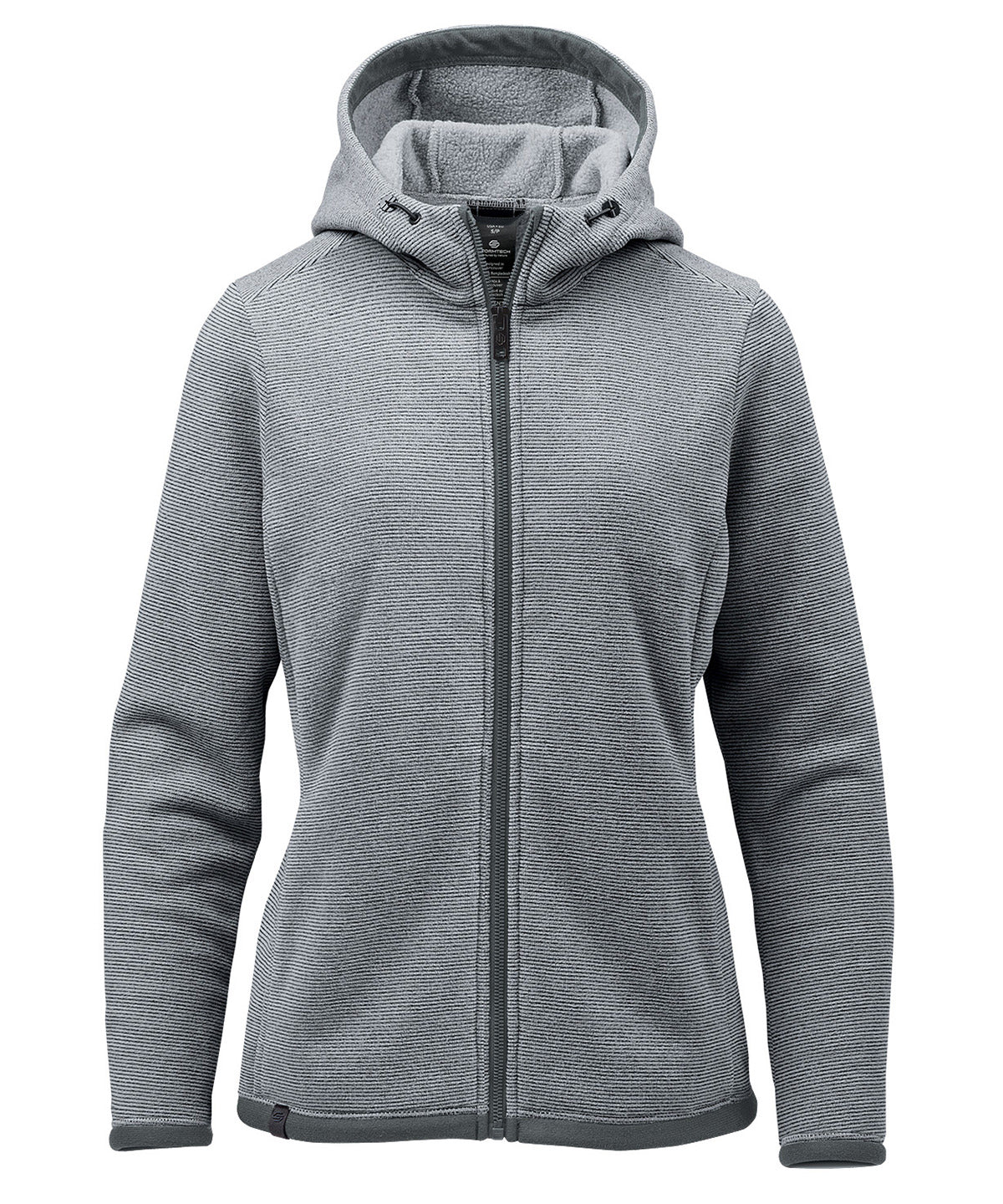 Stormtech Women’s Medusa fleece hoodie in Zinc Stripe, front view