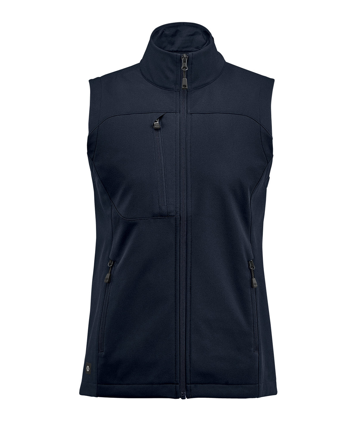 Stormtech Women’s Cascades softshell vest in Navy/Navy, front view