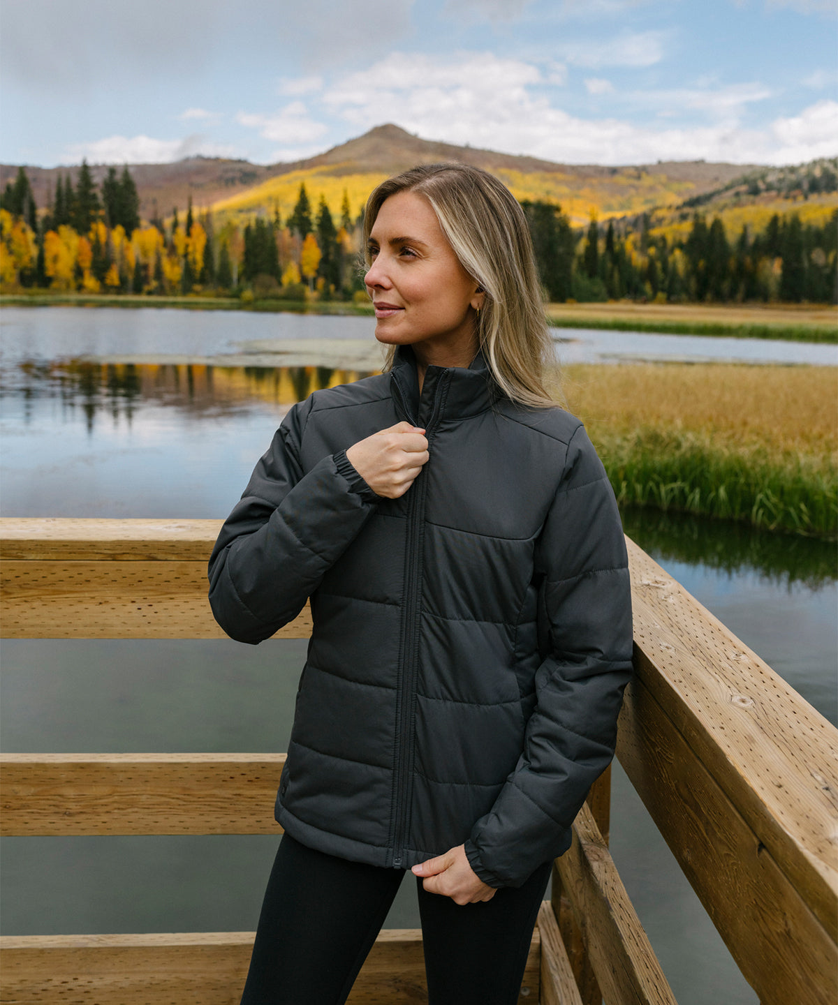Stormtech Women’s Sierra thermal jacket, lifestyle photo