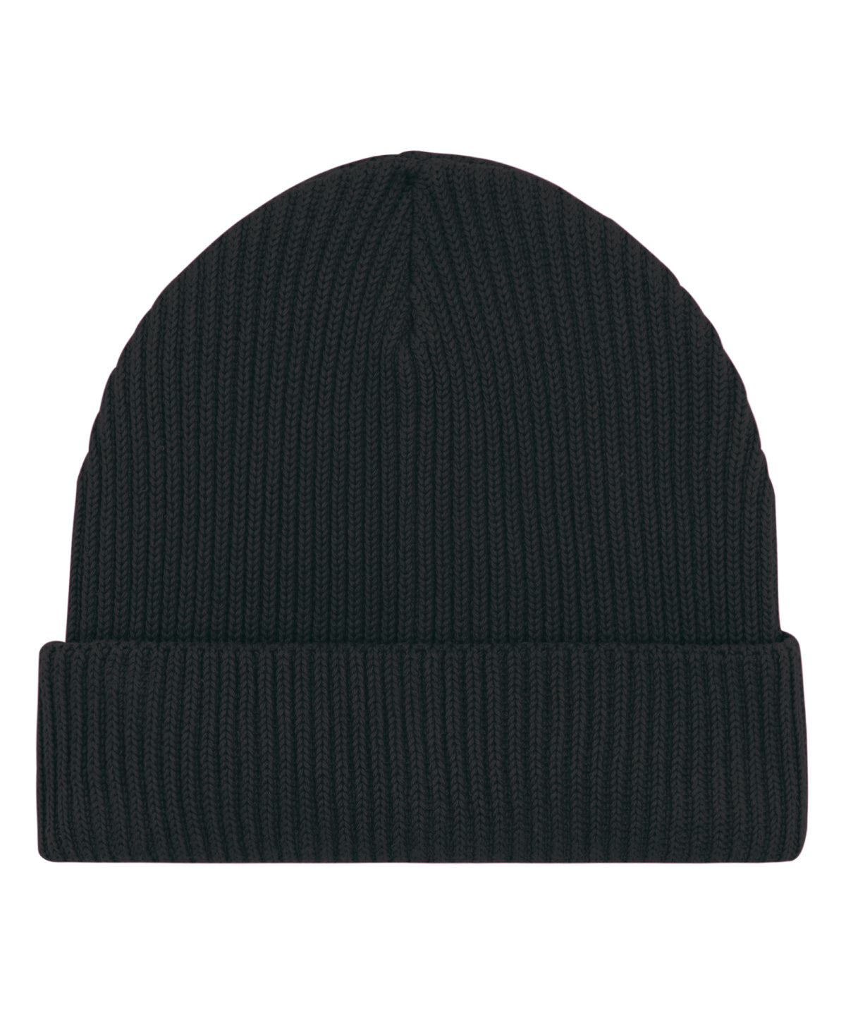 Stanley/Stella Fisherman beanie in unisex fit in Black, front view