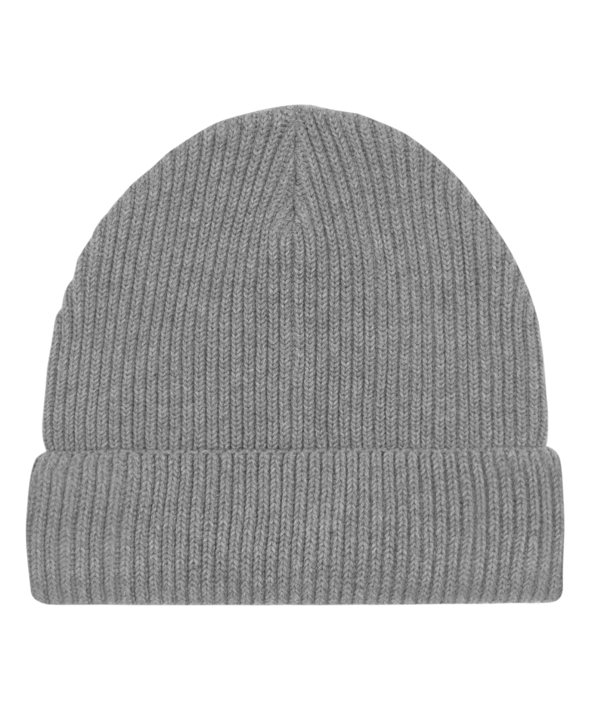 Stanley/Stella Fisherman beanie in unisex fit in Mid Heather Grey, front view