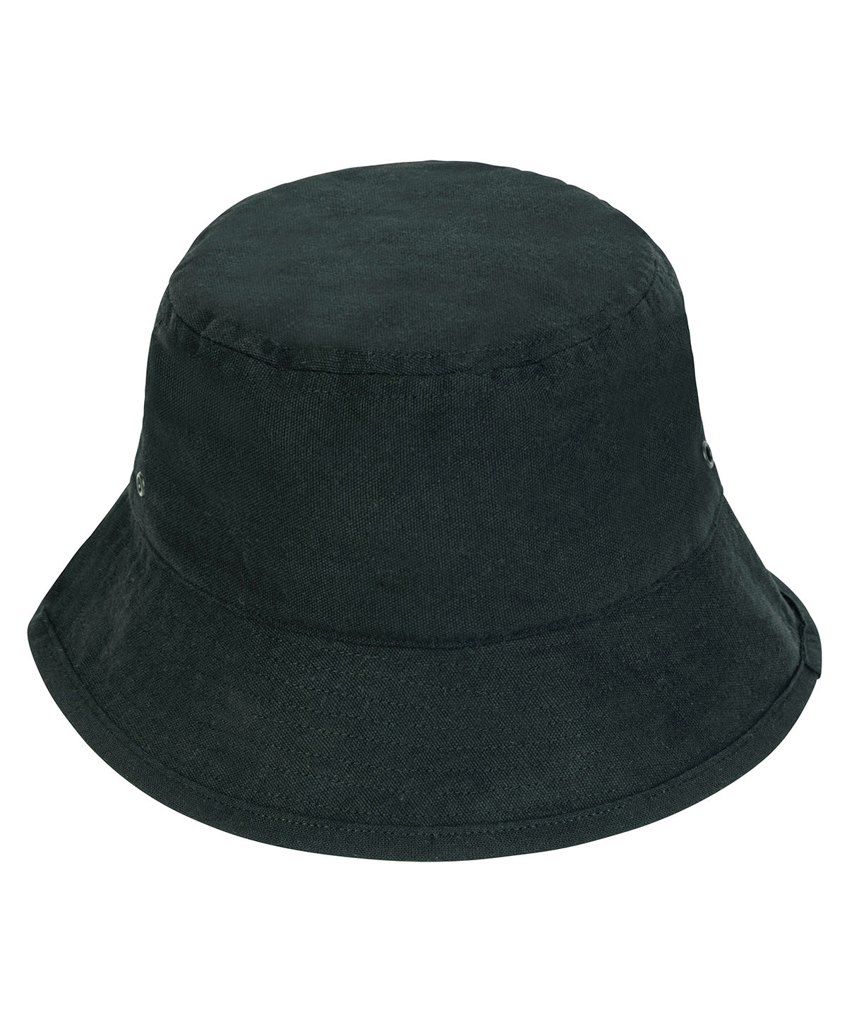 Stanley/Stella Bucket hat with metal eyelets in Black, front view