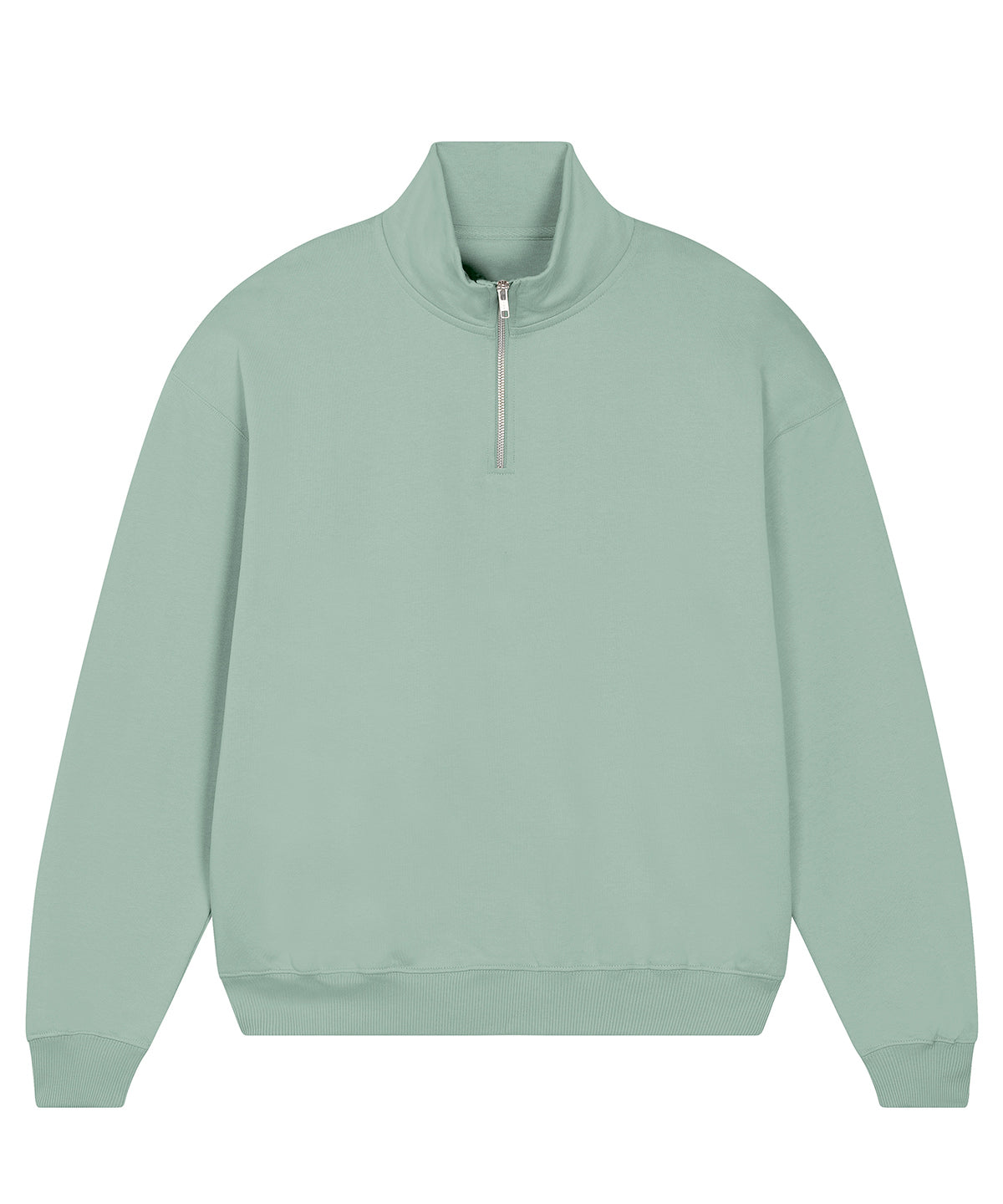 Stanley/Stella Unisex Miller dry 1/4 zip sweatshirt in Aloe, front view