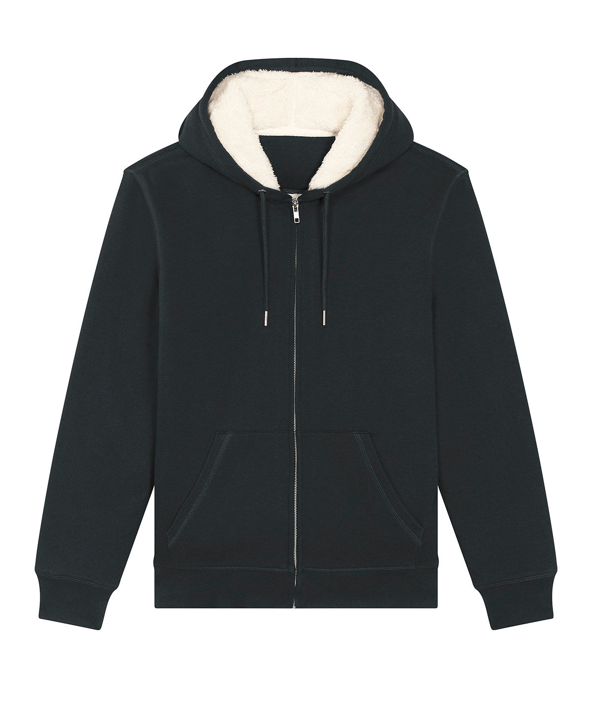 Stanley/Stella Unisex Hygger sherpa zip-through sweatshirt in Black, front view