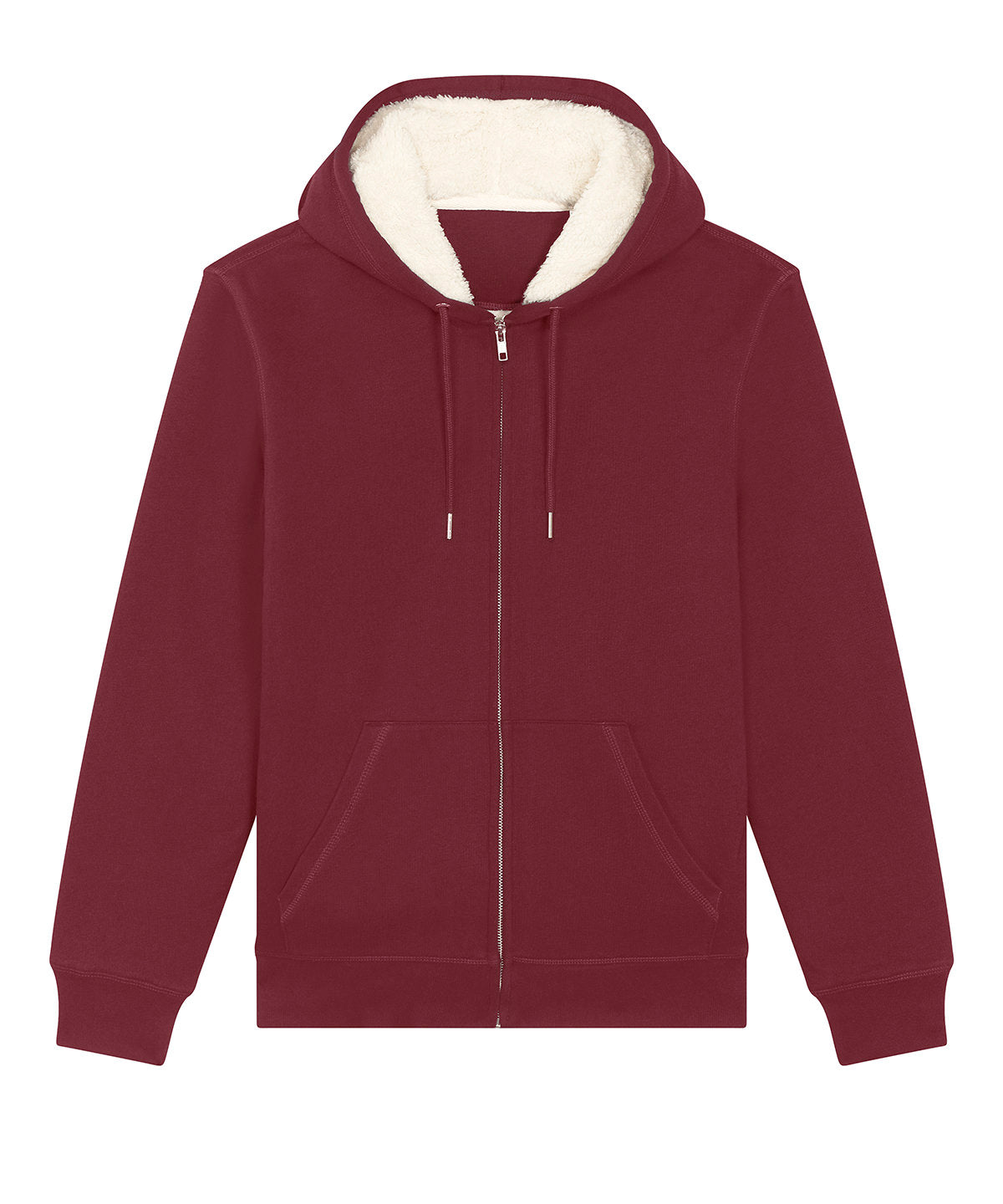 Stanley/Stella Unisex Hygger sherpa zip-through sweatshirt in Burgundy, front view