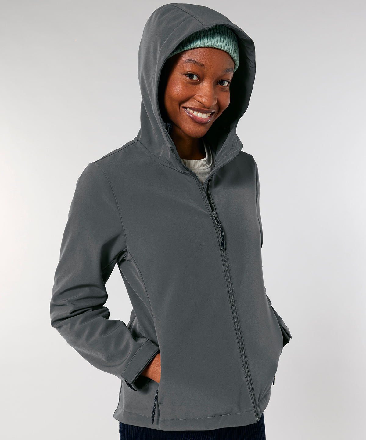 Stanley/Stella Women’s Stella Discoverer hooded softshell, lifestyle photo