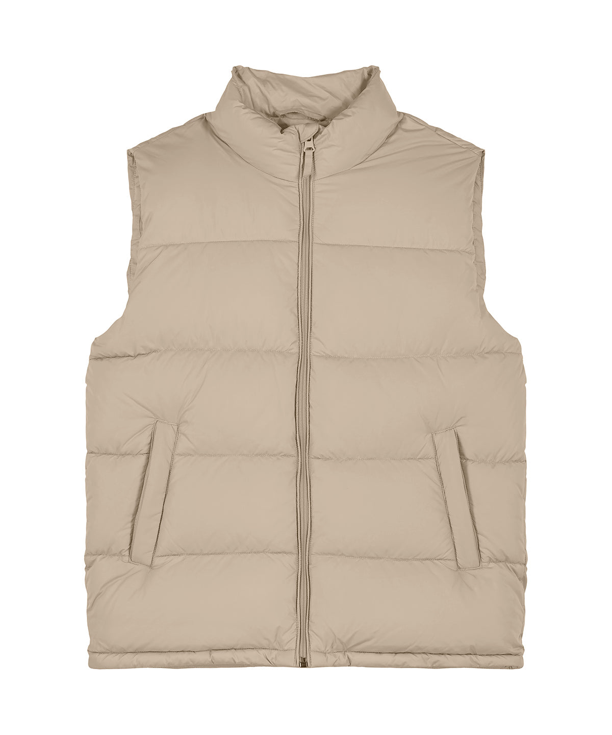 Stanley/Stella Padded puffer gilet in Desert Dust, front view