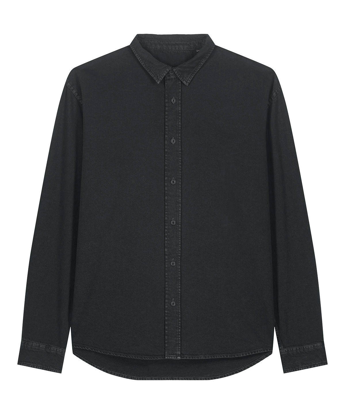 Stanley/Stella Worker shirt in Garment Dyed Black Rock, front view