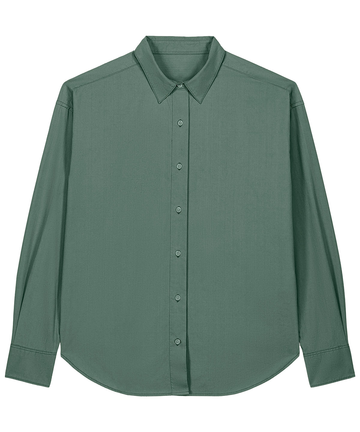 Stanley/Stella Worker shirt in Garment Dyed Green Bay, front view