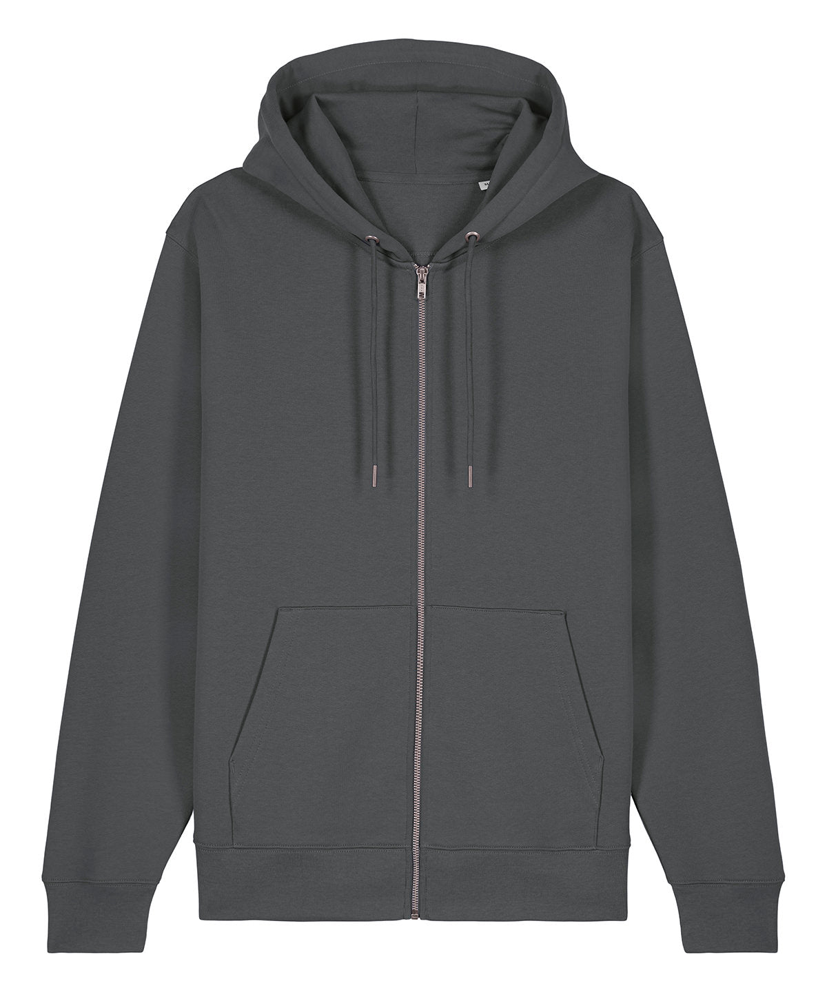 Stanley/Stella Unisex Cultivator 2.0 iconic zip-thru hoodie sweatshirt in Anthracite, front view