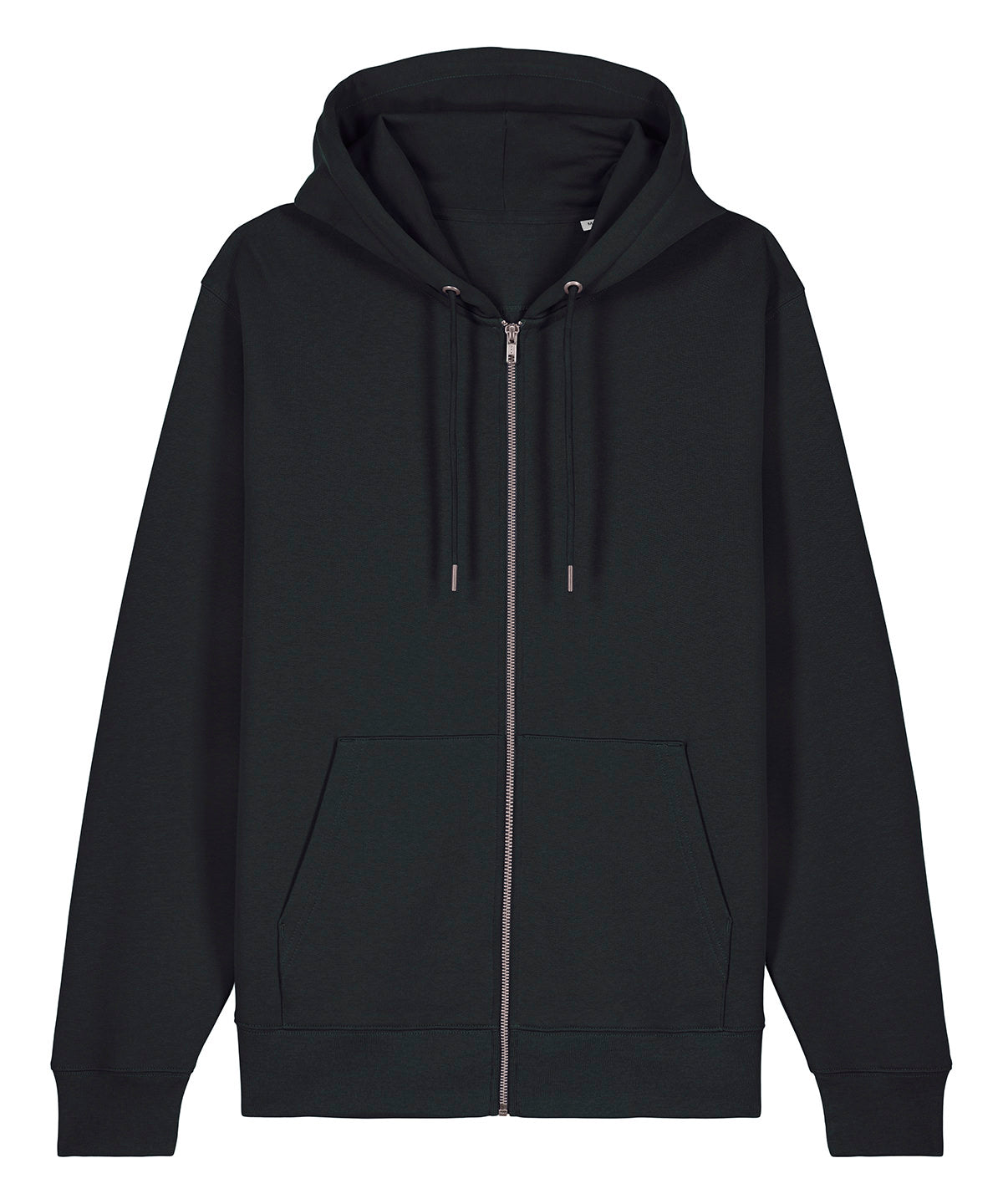 Stanley/Stella Unisex Cultivator 2.0 iconic zip-thru hoodie sweatshirt in Black, front view