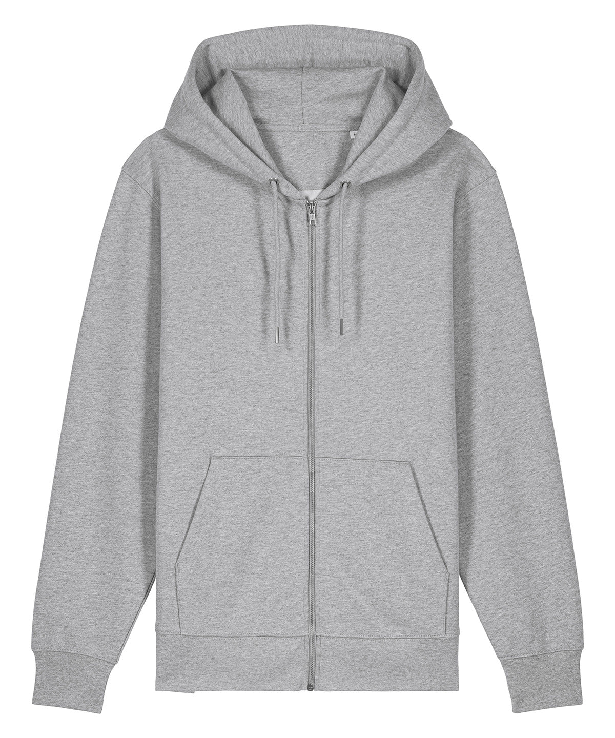 Stanley/Stella Unisex Cultivator 2.0 iconic zip-thru hoodie sweatshirt in Heather Grey, front view