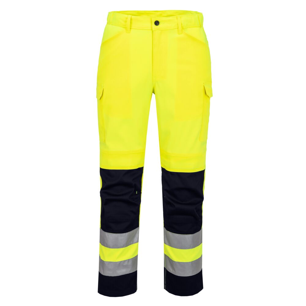 Portwest Hi-Vis Lightweight Mesh Panel Trousers in Yellow/Navy, image 2