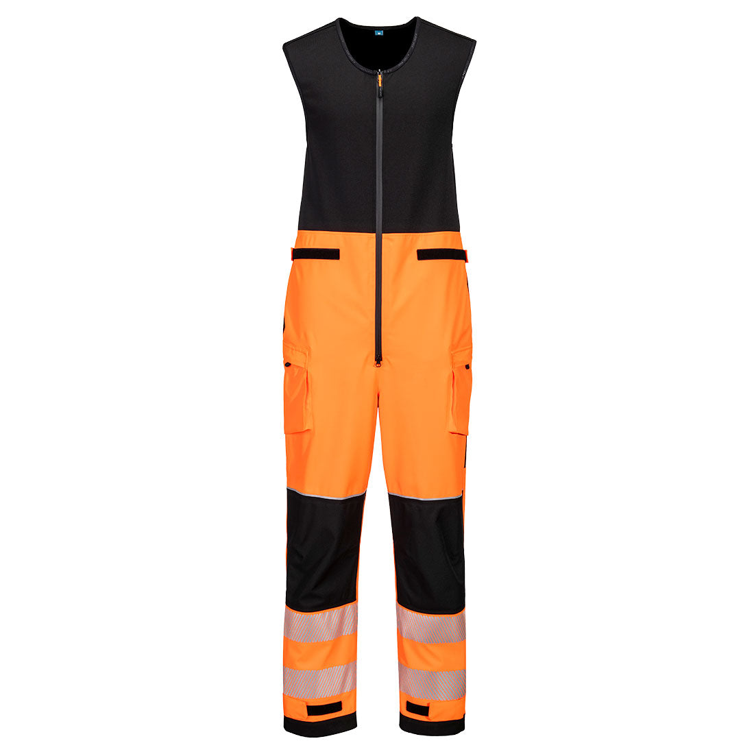 Portwest PW3 Hi-Vis Rain Salopettes in Orange/Black, main product image