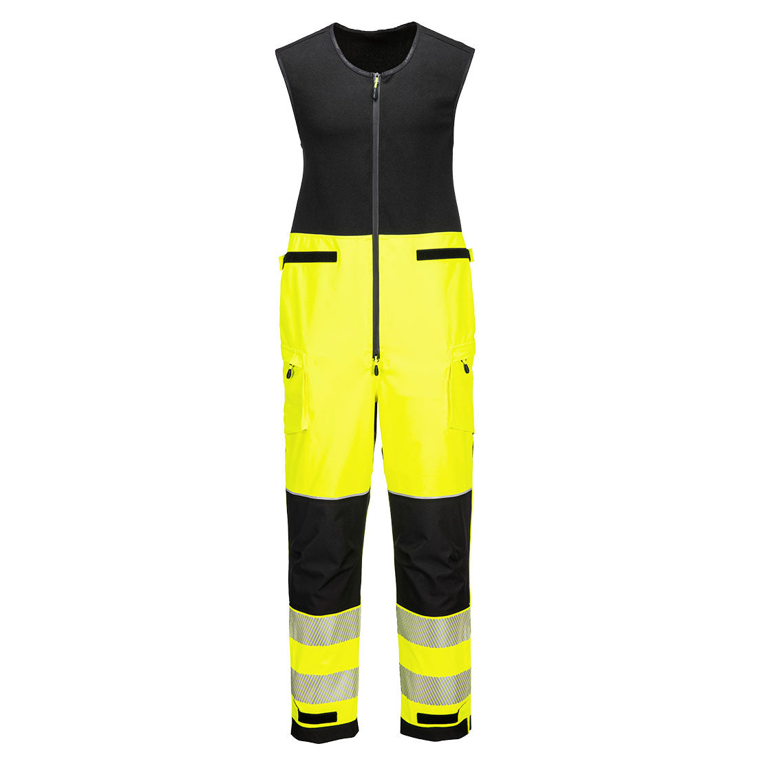 Portwest PW3 Hi-Vis Rain Salopettes in Yellow/Black, image 2
