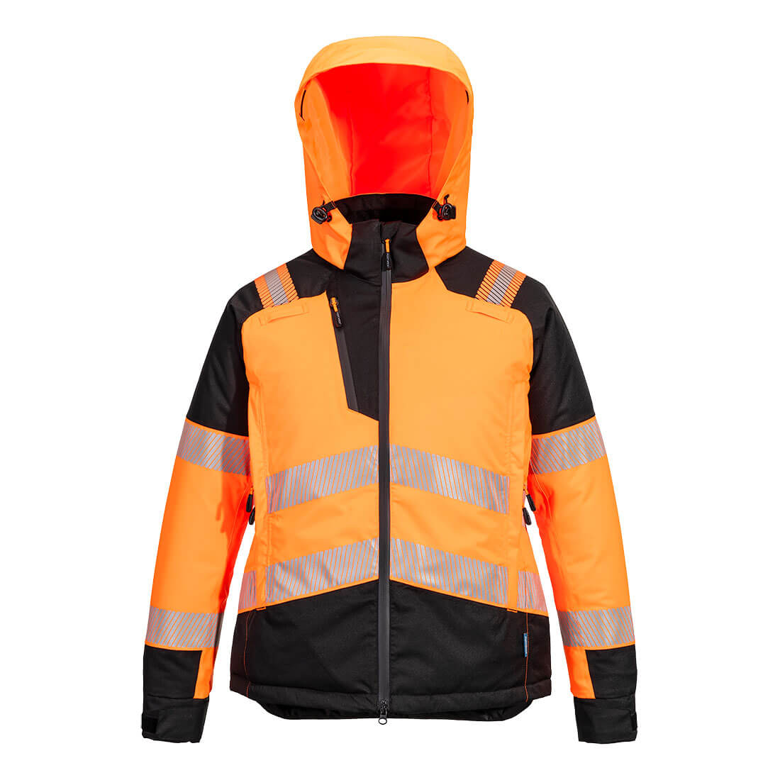 Portwest PW3 Hi-Vis Women's Winter Jacket in Orange/Black, main product image