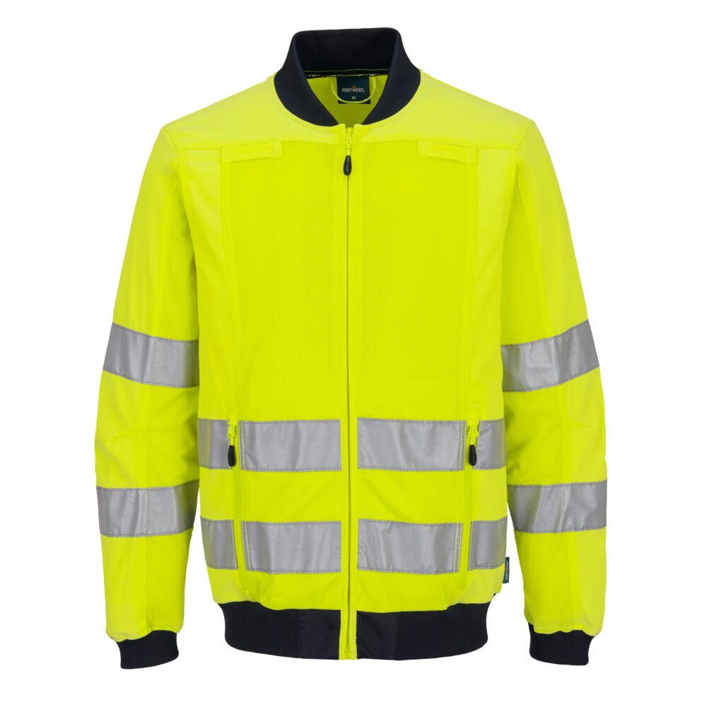 Portwest Hi-Vis Mesh Panel Work Jacket in Yellow/Navy, image 2