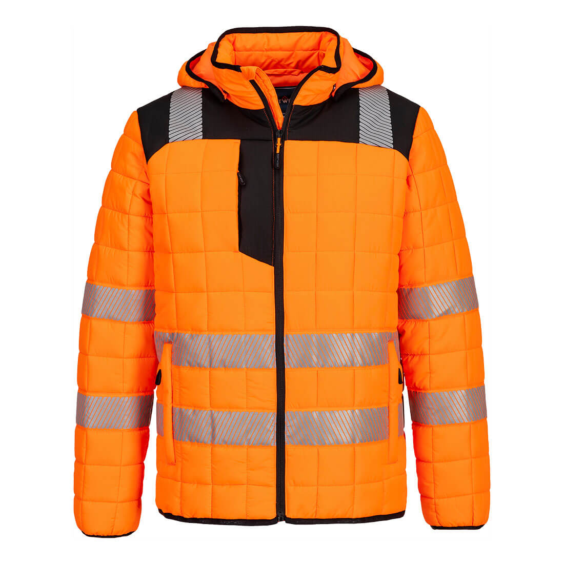 Portwest PW3 Hi-Vis Square Baffle Jacket in Orange/Black, main product image