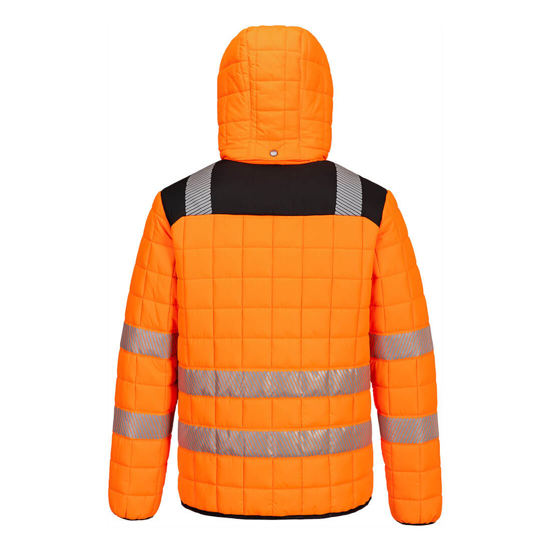 Portwest T165 PW3 Hi-Vis Square Baffle Jacket in Orange/Black, back view