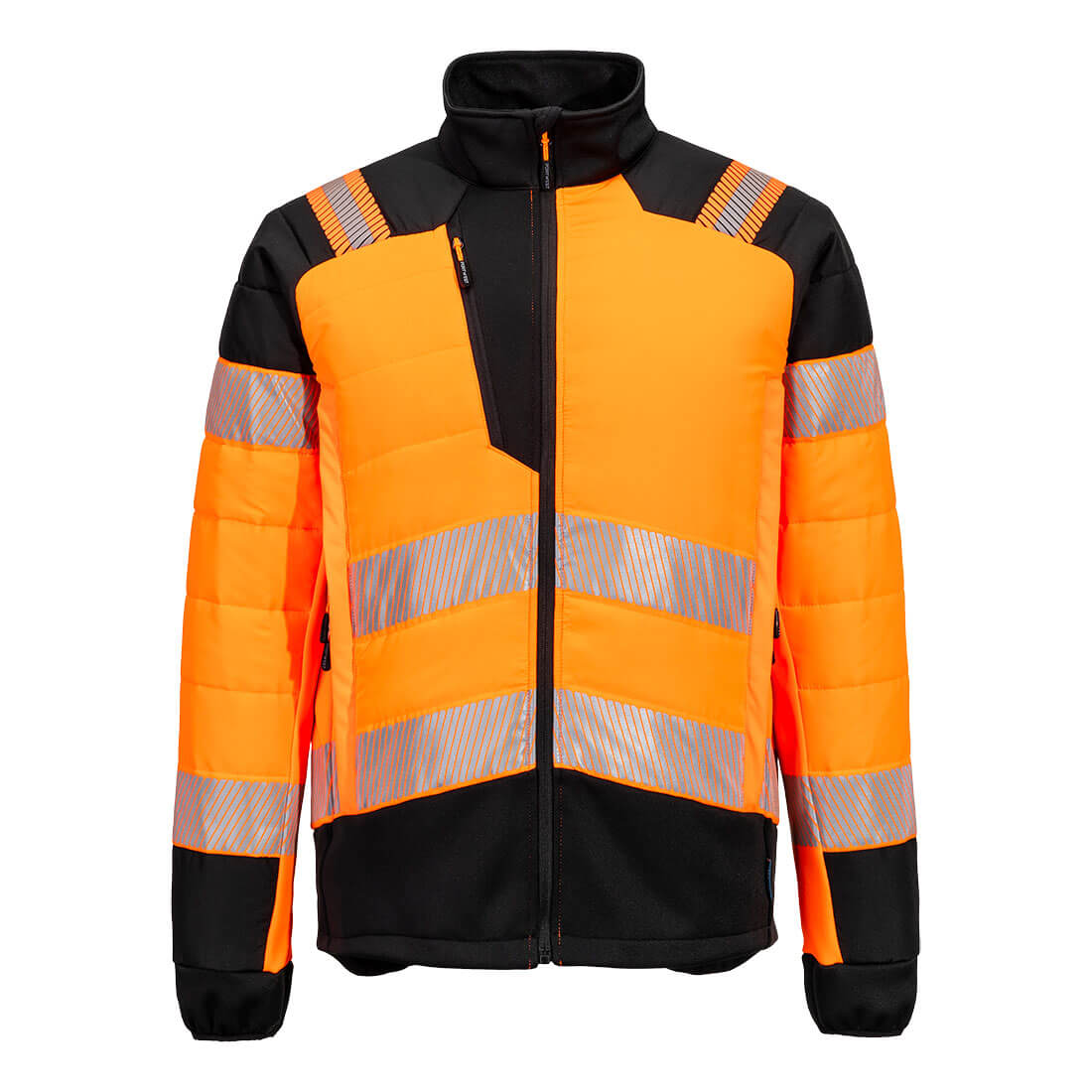 Portwest PW3 Hi-Vis Hybrid Baffle Jacket in Orange/Black, main product image
