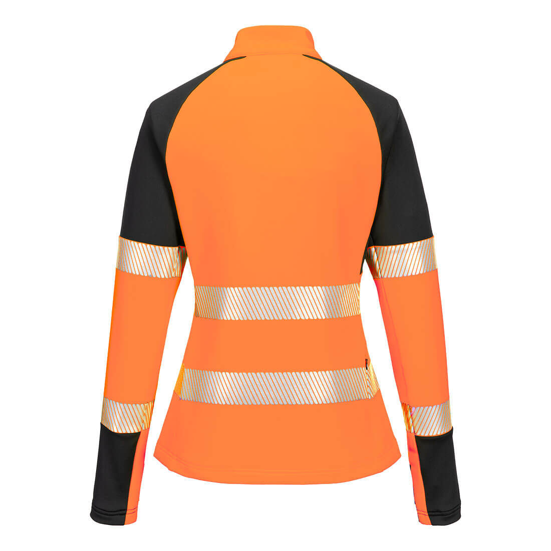 Portwest T173 PW3 Hi-Vis Women's 1/4 Zip Sweatshirt in Orange/Black, back view