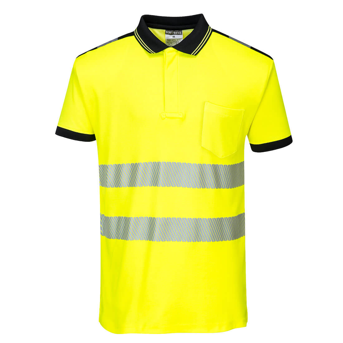 Portwest PW3 Hi-Vis Cotton Comfort Polo Shirt S/S in Yellow/Black, image 3