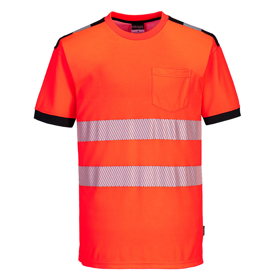 Portwest PW3 Hi-Vis Cotton Comfort T-Shirt S/S in Red/Black, image 3