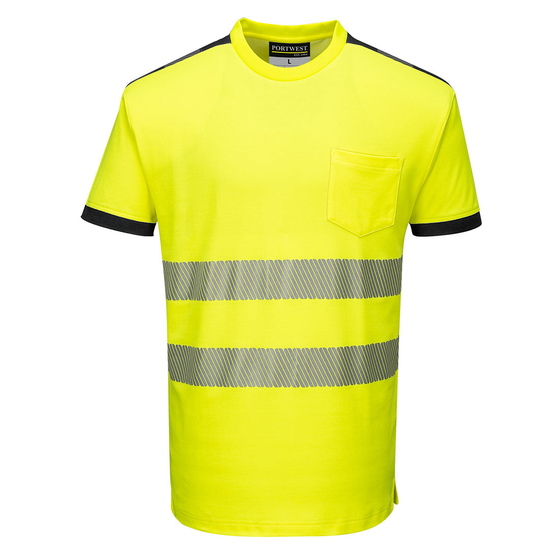 Portwest PW3 Hi-Vis Cotton Comfort T-Shirt S/S in Yellow/Black, image 4