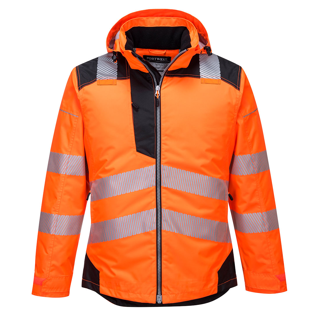 Portwest PW3 Hi-Vis Winter Jacket in Orange/Black, main product image