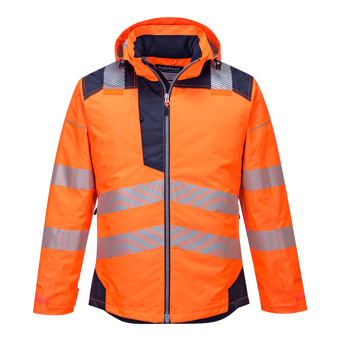 Portwest PW3 Hi-Vis Winter Jacket in Orange/Navy, image 3