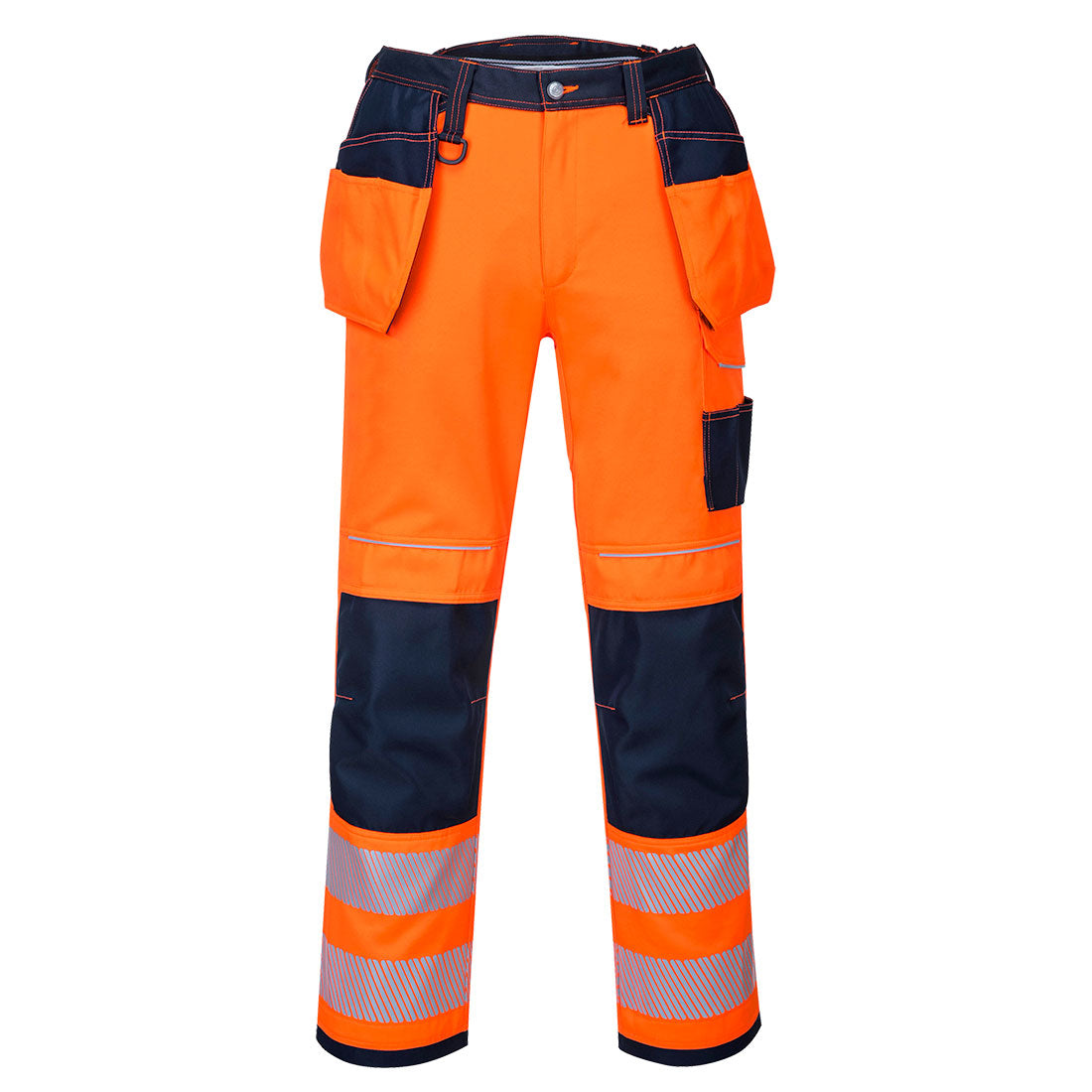 Portwest PW3 Hi-Vis Holster Pocket Work Trousers in Orange/Navy, image 3