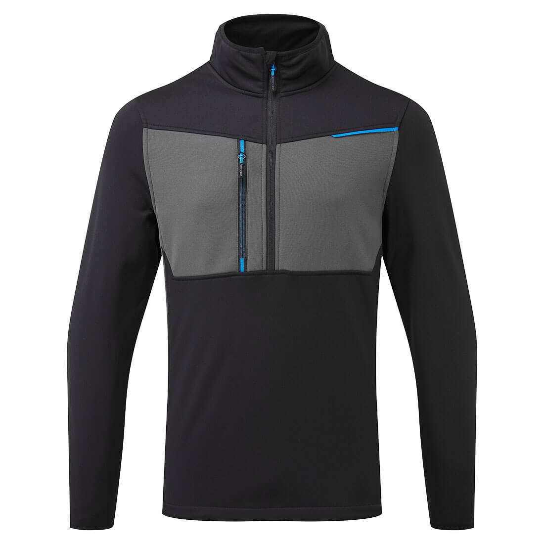Portwest WX3 Half Zip Tech Fleece in Black, main product image
