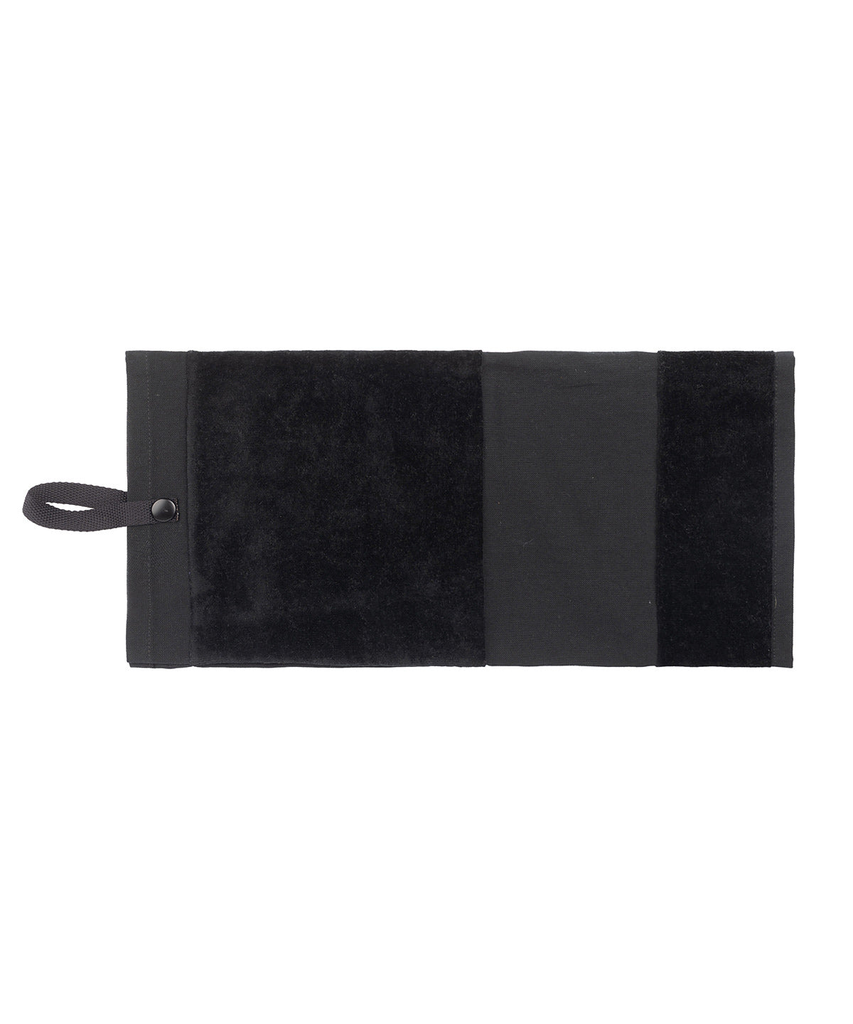 Towel City Deluxe velour golf towel in Black, front view