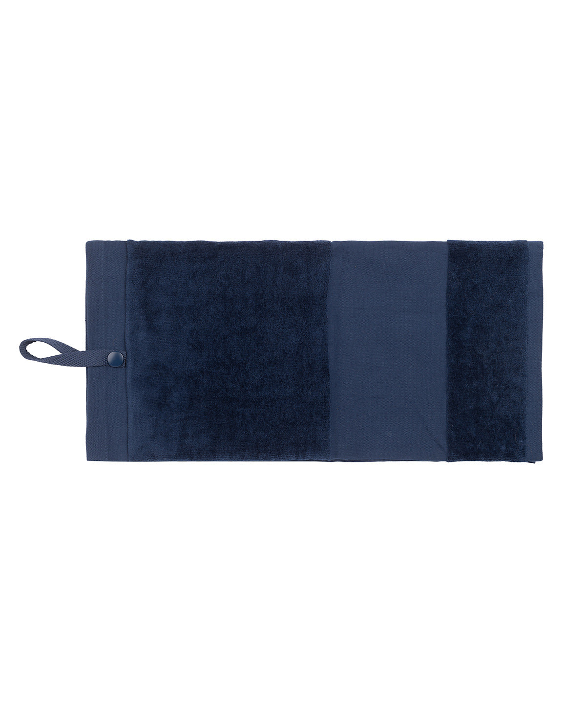 Towel City Deluxe velour golf towel in Navy, front view
