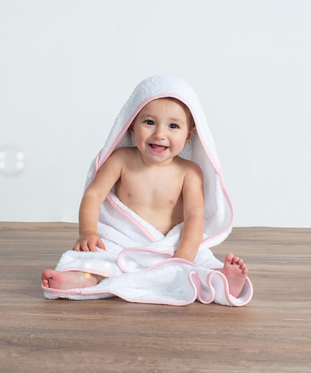 Towel City Babies' hooded towel, lifestyle photo
