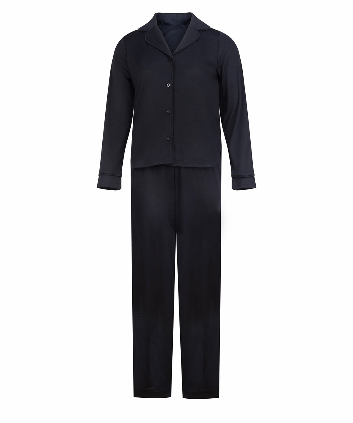 Towel City Supersoft pyjamas in Black, front view