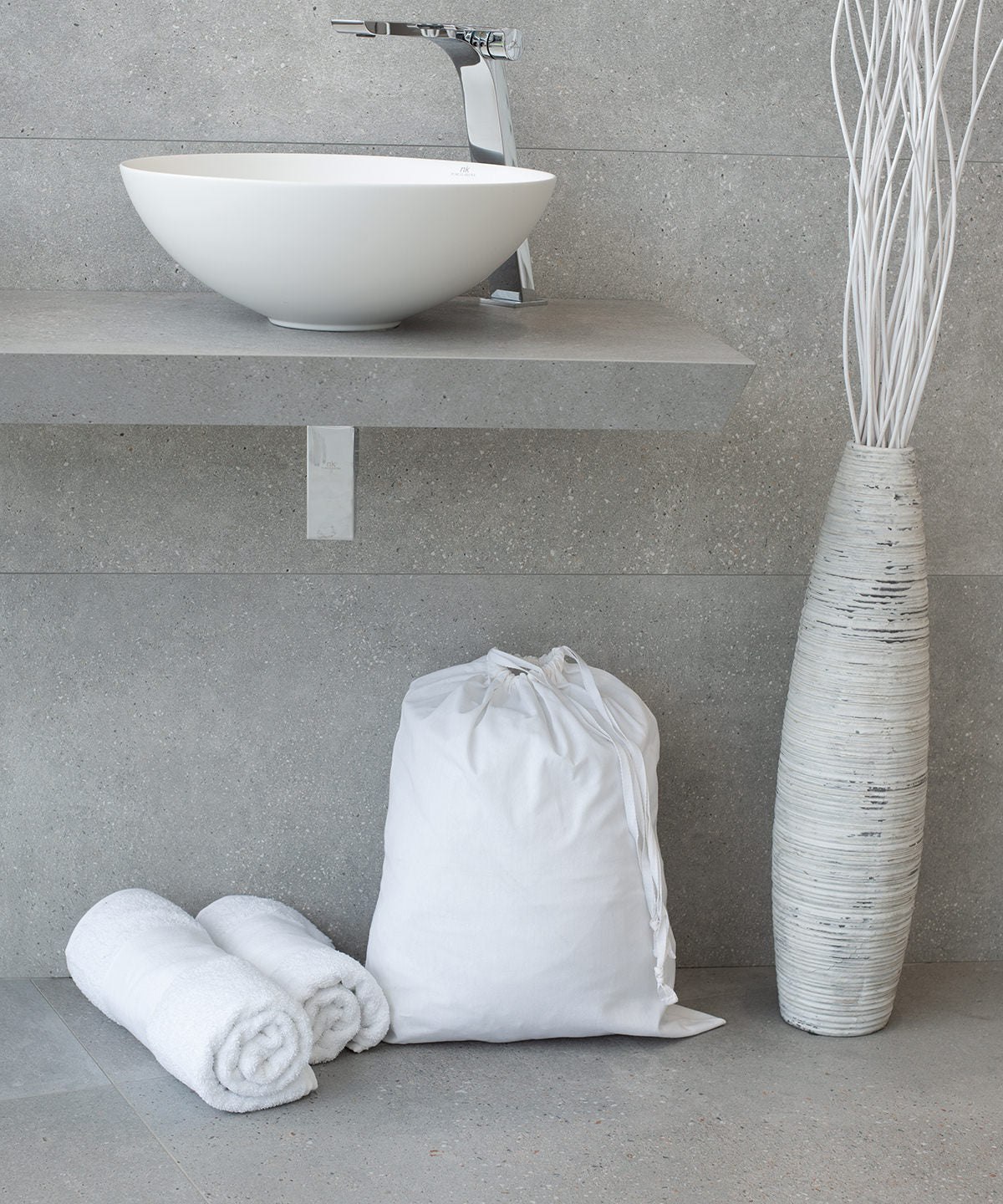 Towel City Laundry bag in White, lifestyle photo