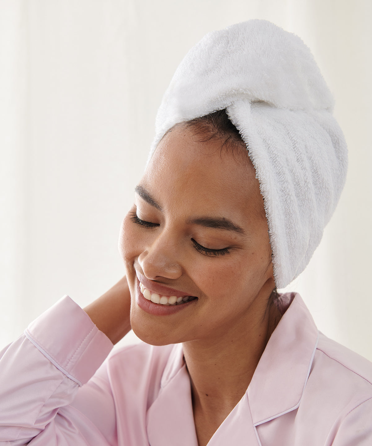 Towel City Hair wrap in White, lifestyle photo