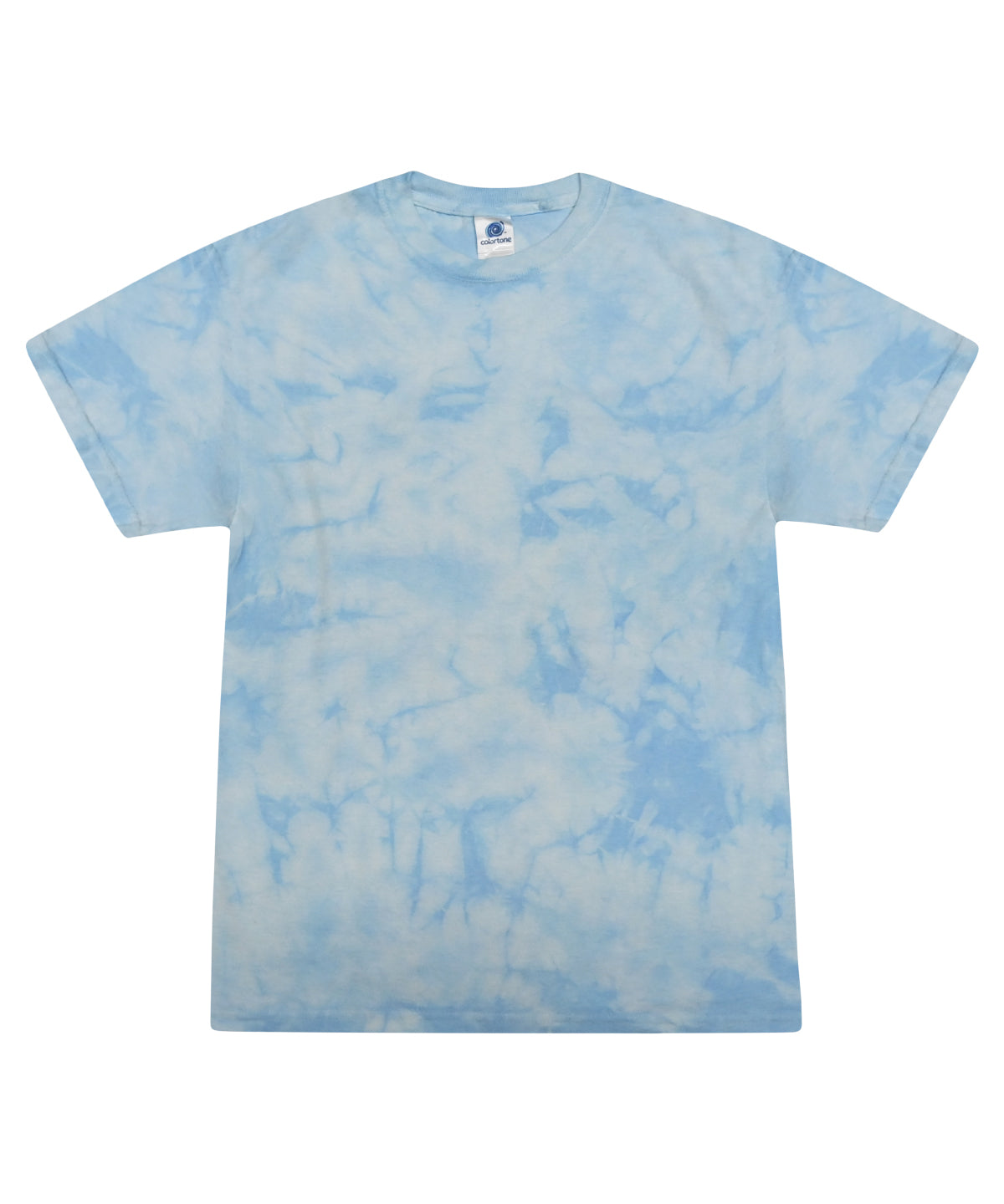 Colortone Tie-dye shirt in Crystal Carolina Blue, front view