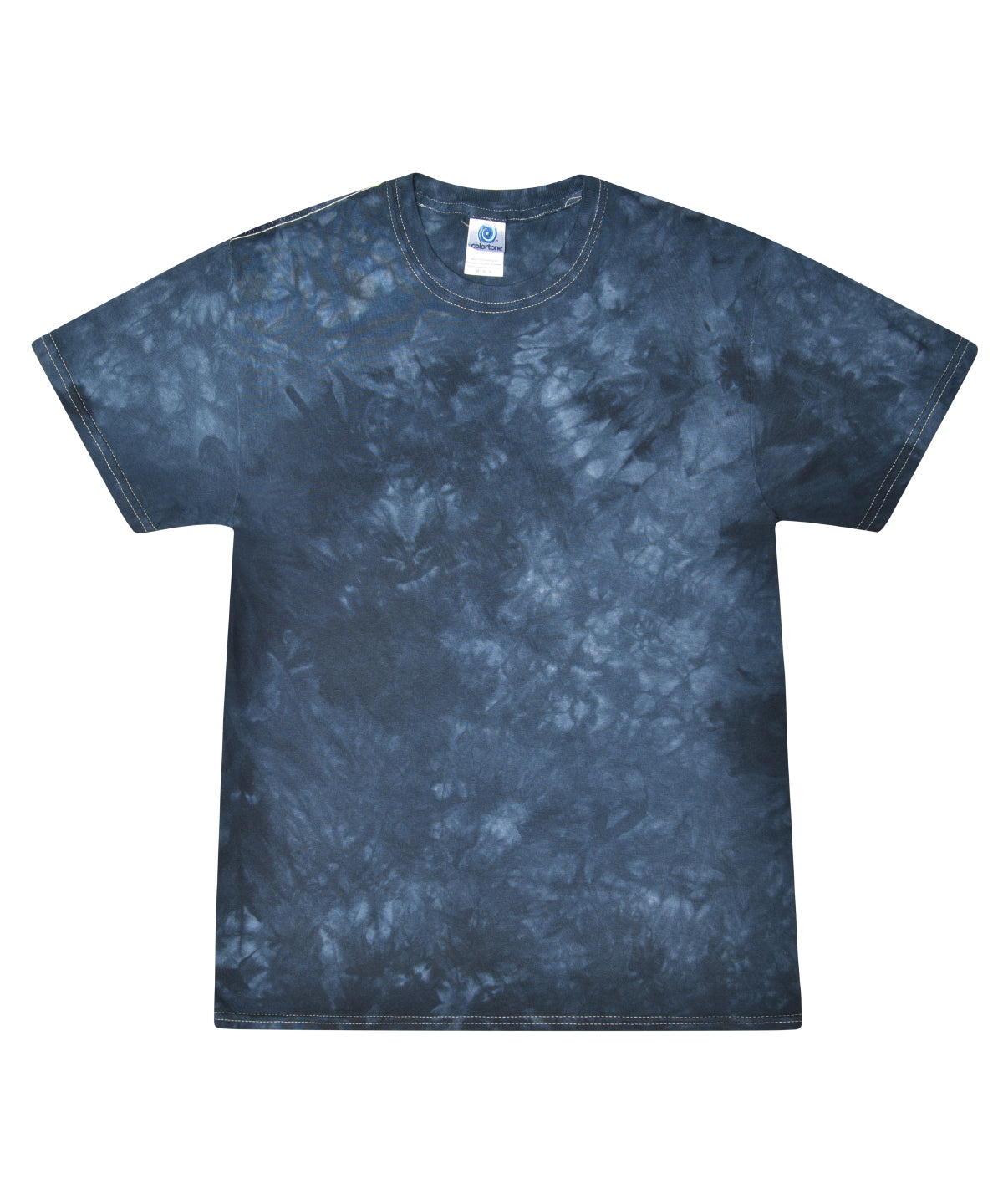 Colortone Tie-dye shirt in Crystal Navy, front view