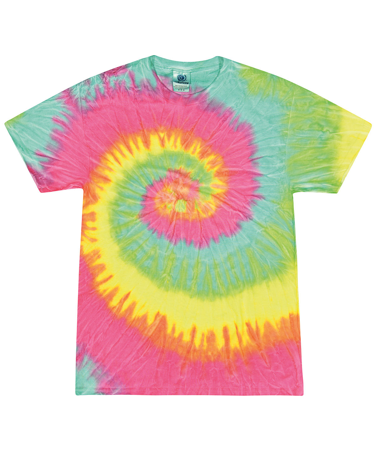 Colortone Tie-dye shirt in Minty Rainbow, front view
